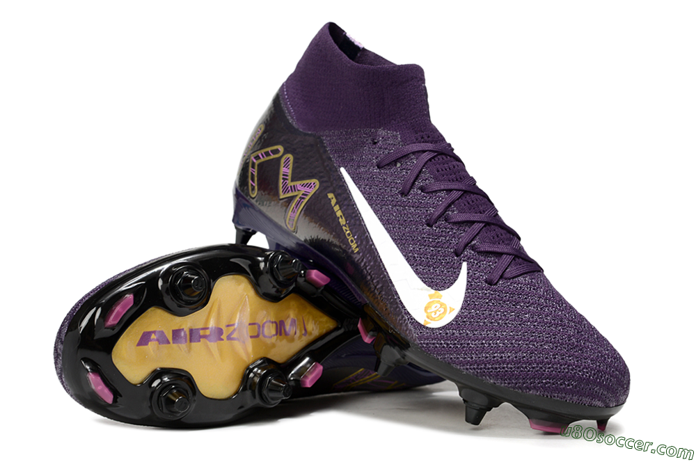 Nike Air Zoom Mercurial Superfly 10 Elite SG Soft Ground Soccer Cleats - Purple/White/Gold 3