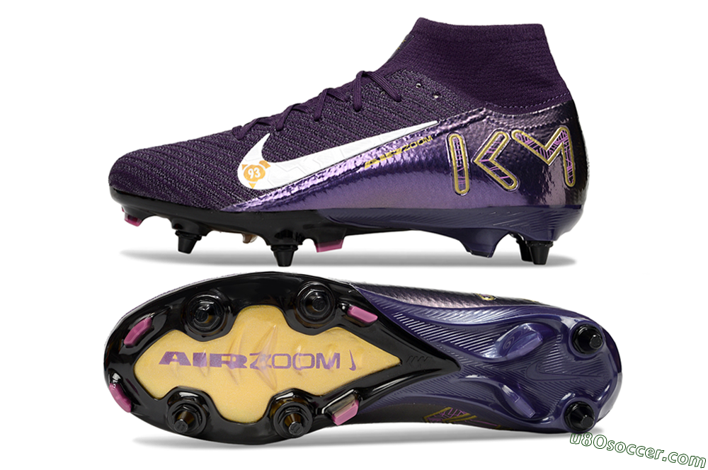 Nike Air Zoom Mercurial Superfly 10 Elite SG Soft Ground Soccer Cleats - Purple/White/Gold 0