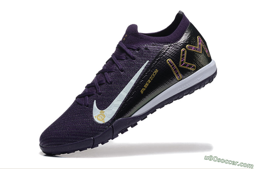 Nike Air Zoom Mercurial Vapor 16 Elite TF Artificial Turf Soccer Shoes - Purple/White/Gold 8