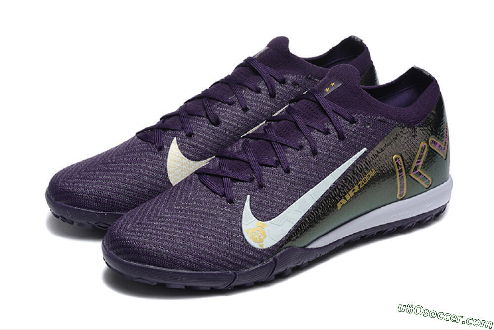 Nike Air Zoom Mercurial Vapor 16 Elite TF Artificial Turf Soccer Shoes - Purple/White/Gold 5