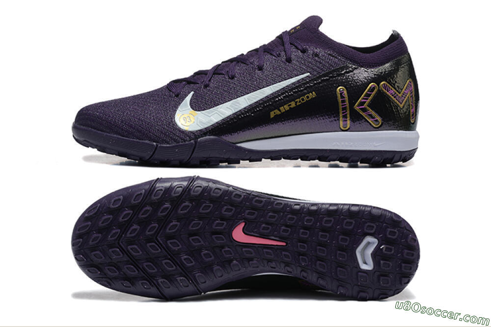 Nike Air Zoom Mercurial Vapor 16 Elite TF Artificial Turf Soccer Shoes - Purple/White/Gold 0