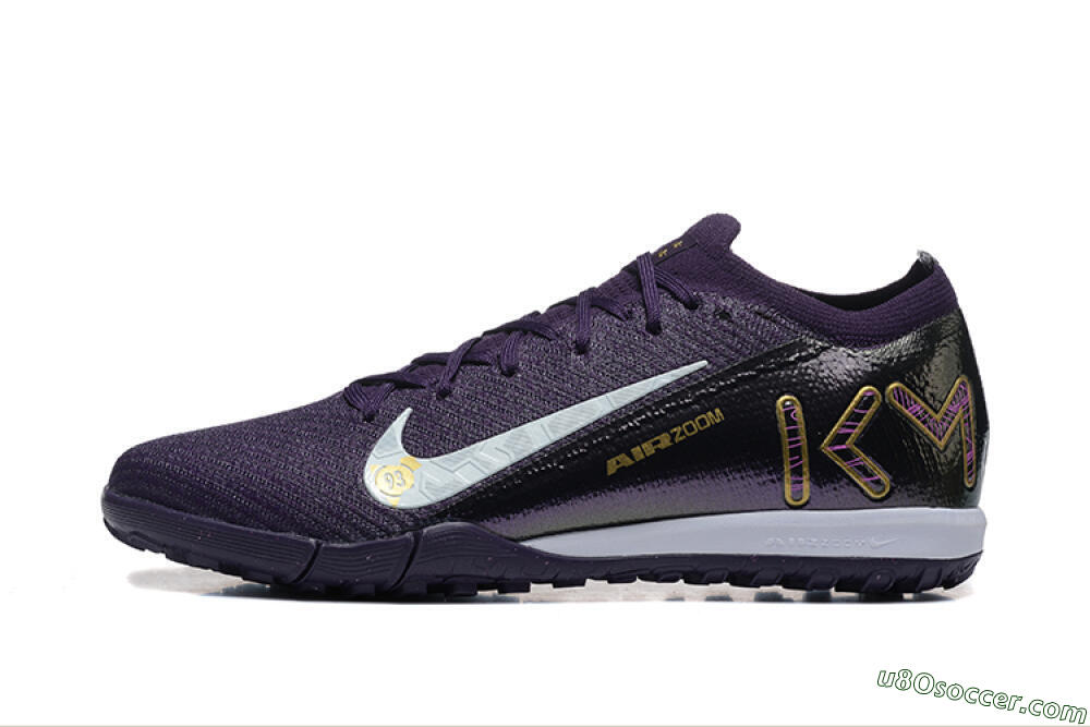 Nike Air Zoom Mercurial Vapor 16 Elite TF Artificial Turf Soccer Shoes - Purple/White/Gold 2