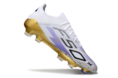 Adidas F50+ Elite Lightstrike Pro FG Firm Ground Soccer Cleats - White/Purple/Gold