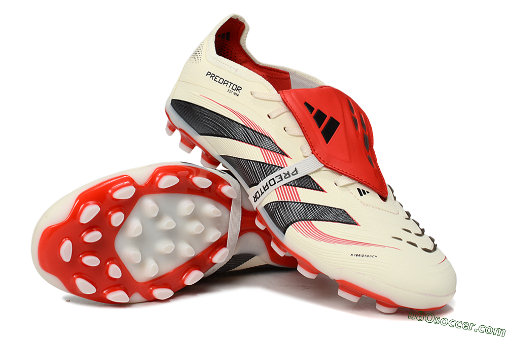 Adidas Predator Elite Foldover Tongue TF Artificial Turf Soccer Shoes - Beige/Black/Red 3