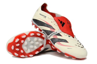 Adidas Predator Elite Foldover Tongue TF Artificial Turf Soccer Shoes - Beige/Black/Red