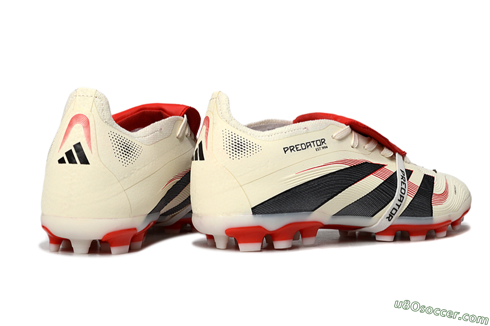 Adidas Predator Elite Foldover Tongue TF Artificial Turf Soccer Shoes - Beige/Black/Red 6