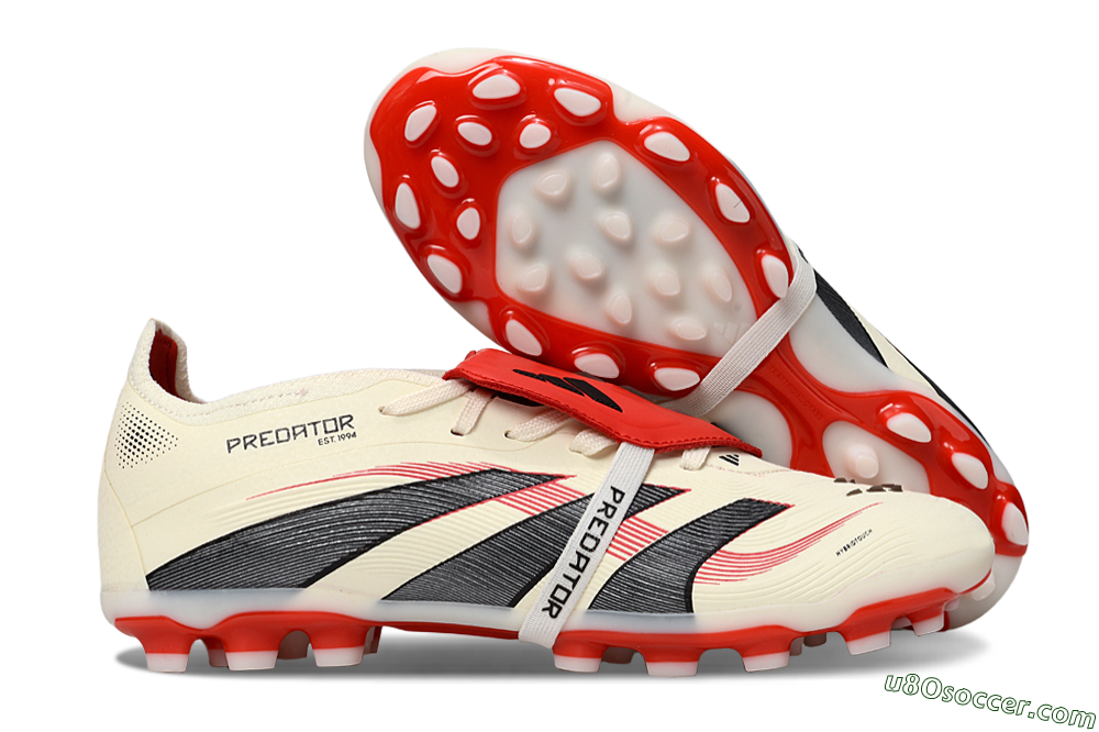 Adidas Predator Elite Foldover Tongue TF Artificial Turf Soccer Shoes - Beige/Black/Red 1
