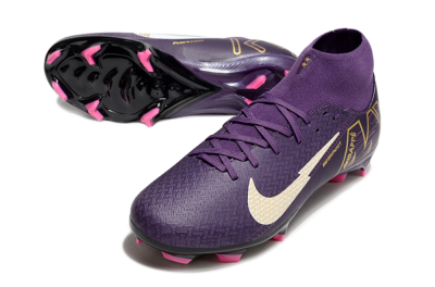 Nike Air Zoom Mercurial Superfly 10 Academy FG Firm Ground Soccer Cleats - Purple/White/Gold