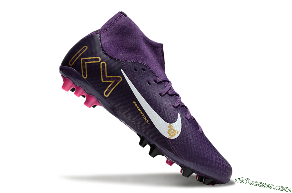 Nike Air Zoom Mercurial Superfly 10 Academy AG Artificial Grass Soccer Cleats - Purple/White/Gold 4