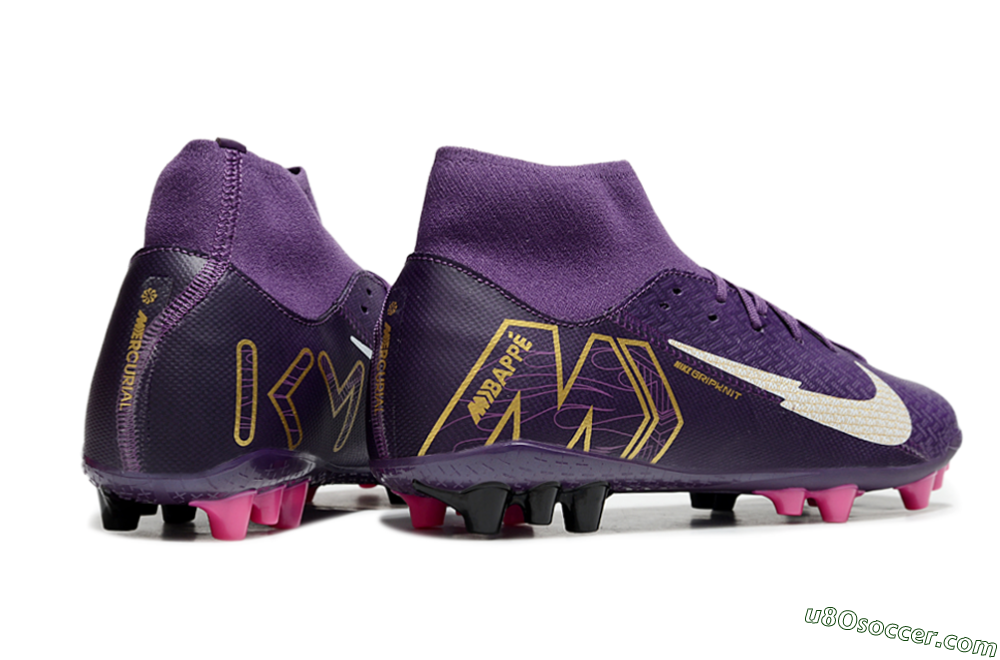 Nike Air Zoom Mercurial Superfly 10 Academy AG Artificial Grass Soccer Cleats - Purple/White/Gold 6