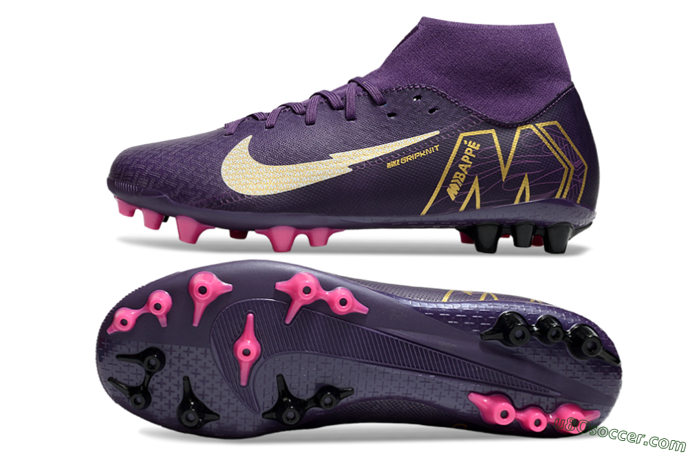Nike Air Zoom Mercurial Superfly 10 Academy AG Artificial Grass Soccer Cleats - Purple/White/Gold 0