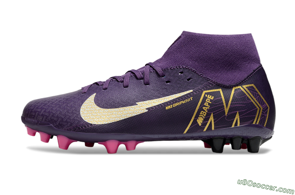 Nike Air Zoom Mercurial Superfly 10 Academy AG Artificial Grass Soccer Cleats - Purple/White/Gold 2