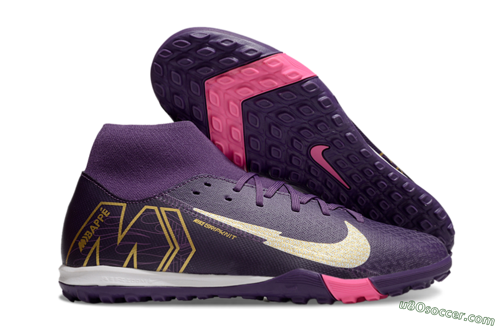 Nike Air Zoom Mercurial Superfly 10 Academy TF Artificial Turf Soccer Shoes - Purple/White/Gold 1