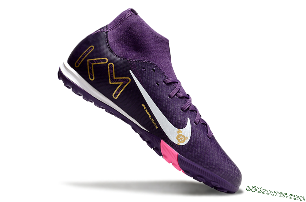 Nike Air Zoom Mercurial Superfly 10 Academy TF Artificial Turf Soccer Shoes - Purple/White/Gold 4