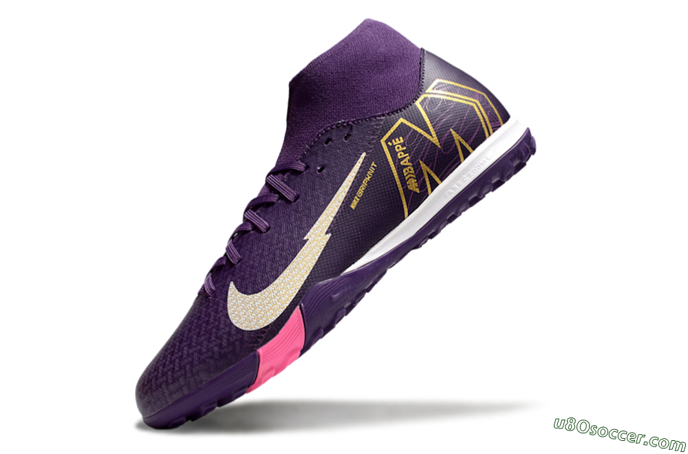 Nike Air Zoom Mercurial Superfly 10 Academy TF Artificial Turf Soccer Shoes - Purple/White/Gold 5