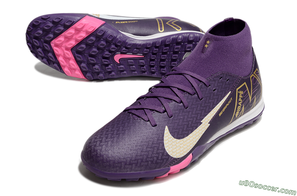 Nike Air Zoom Mercurial Superfly 10 Academy TF Artificial Turf Soccer Shoes - Purple/White/Gold 3