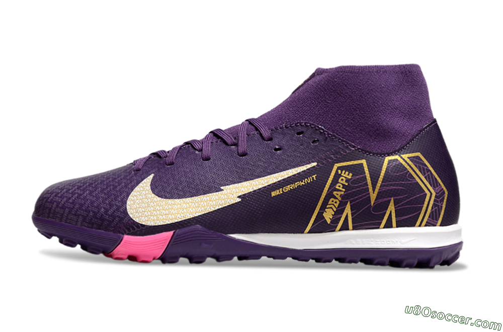 Nike Air Zoom Mercurial Superfly 10 Academy TF Artificial Turf Soccer Shoes - Purple/White/Gold 2
