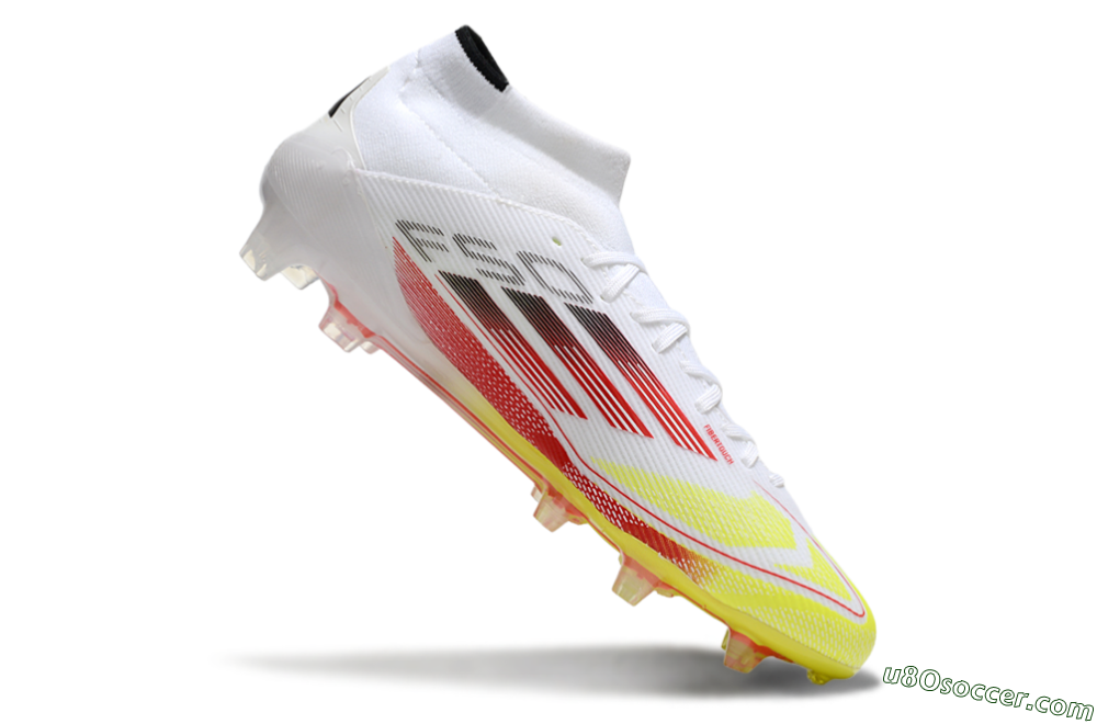 Adidas F50 Elite Mid FG Firm Ground Soccer Cleats - White/Red/Yellow 4