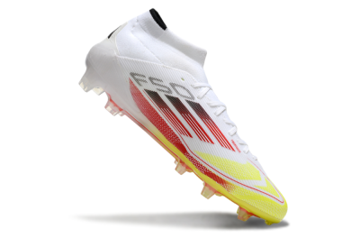 Adidas F50 Elite Mid FG Firm Ground Soccer Cleats - White/Red/Yellow
