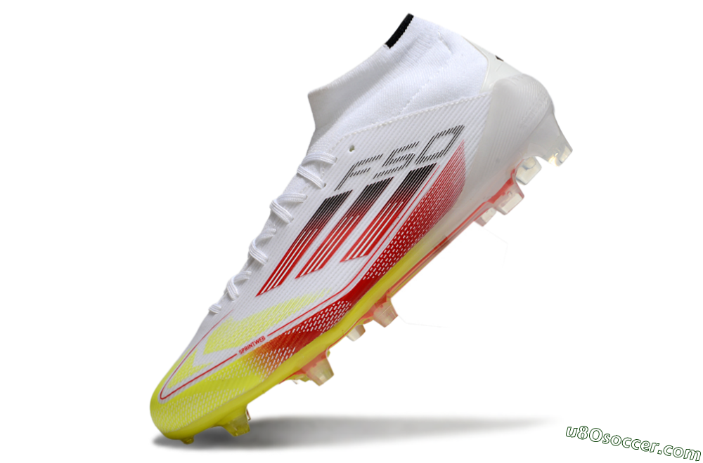 Adidas F50 Elite Mid FG Firm Ground Soccer Cleats - White/Red/Yellow 5