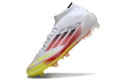 Adidas F50 Elite Mid FG Firm Ground Soccer Cleats - White/Red/Yellow