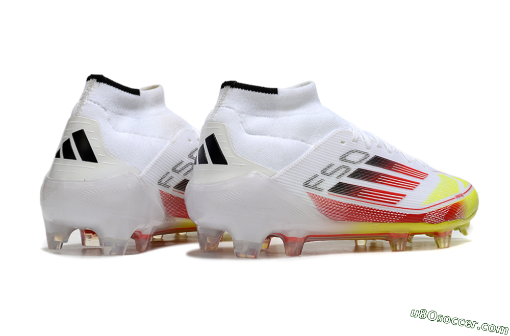 Adidas F50 Elite Mid FG Firm Ground Soccer Cleats - White/Red/Yellow 6