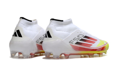 Adidas F50 Elite Mid FG Firm Ground Soccer Cleats - White/Red/Yellow