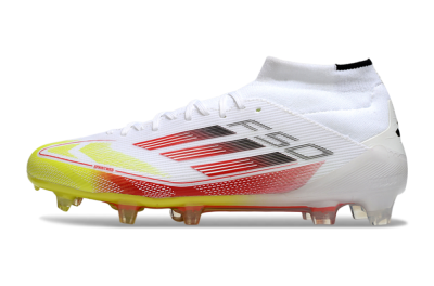 Adidas F50 Elite Mid FG Firm Ground Soccer Cleats - White/Red/Yellow