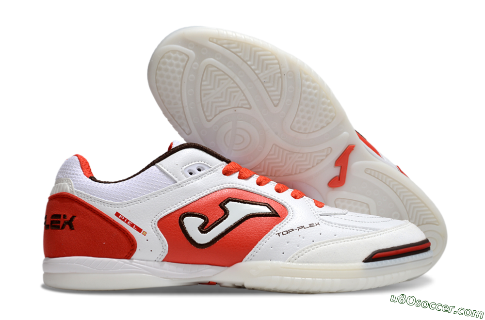 Joma Top Flex IC Indoor & Futsal Soccer Shoes - White/Red/Black 1