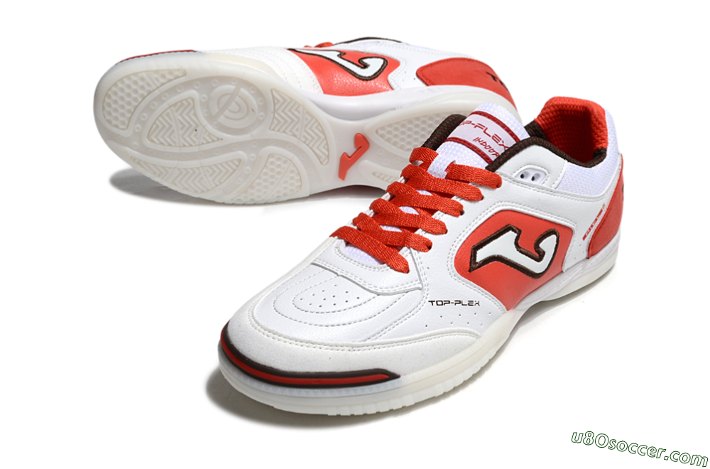 Joma Top Flex IC Indoor & Futsal Soccer Shoes - White/Red/Black 3
