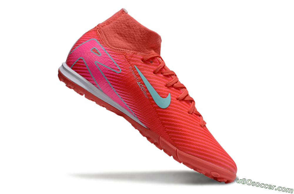 Nike Air Zoom Mercurial Superfly 10 Elite TF Artificial Turf Soccer Shoes - Red/Jade/Pink 4