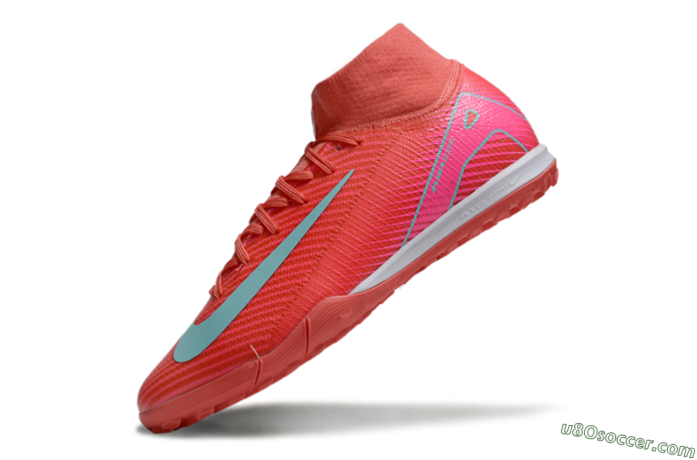 Nike Air Zoom Mercurial Superfly 10 Elite TF Artificial Turf Soccer Shoes - Red/Jade/Pink 5