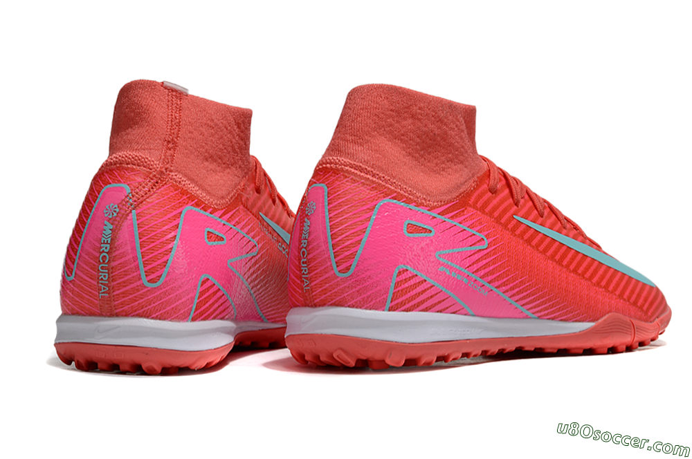 Nike Air Zoom Mercurial Superfly 10 Elite TF Artificial Turf Soccer Shoes - Red/Jade/Pink 6