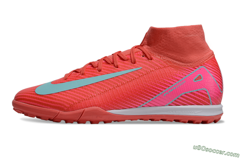 Nike Air Zoom Mercurial Superfly 10 Elite TF Artificial Turf Soccer Shoes - Red/Jade/Pink 2
