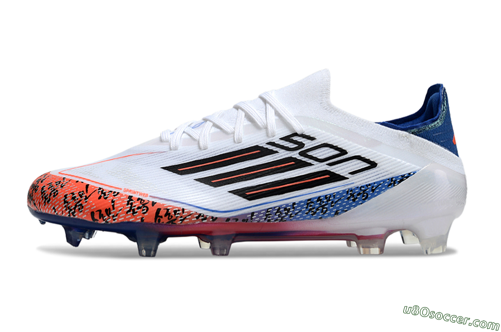 Adidas F50 Elite FG Firm Ground Soccer Cleats - White/Red/Blue 2