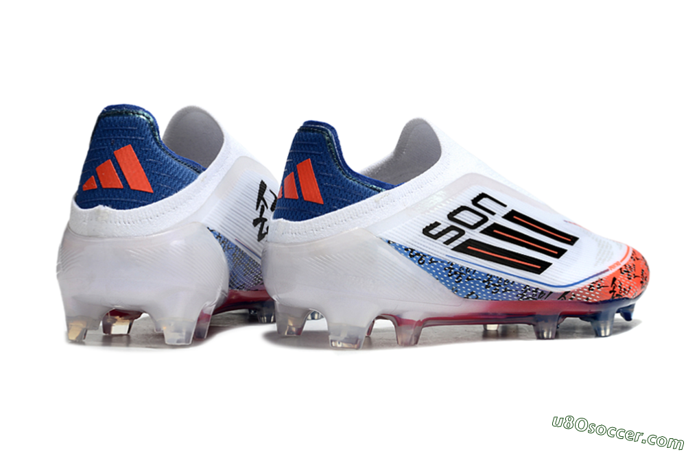 Adidas F50 Elite Laceless FG Firm Ground Soccer Cleats - White/Red/Blue 6