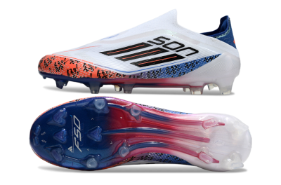 Adidas F50 Elite Laceless FG Firm Ground Soccer Cleats - White/Red/Blue