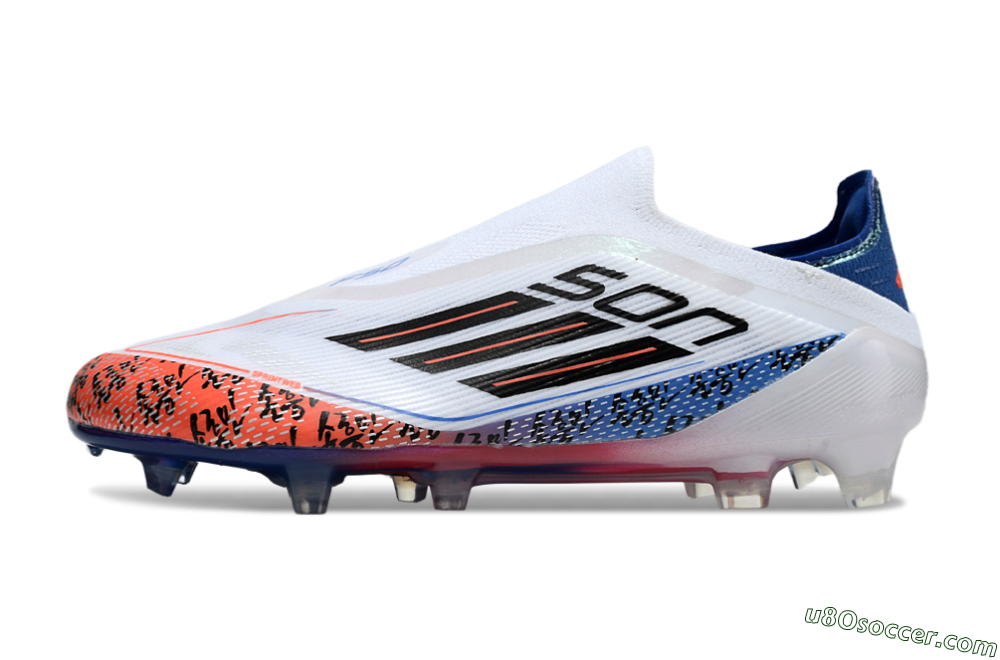 Adidas F50 Elite Laceless FG Firm Ground Soccer Cleats - White/Red/Blue 2