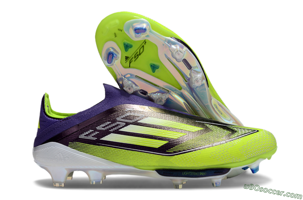 Adidas F50+ Elite Lightstrike Pro Laceless FG Firm Ground Soccer Cleats - Purple/Yellow/White 1