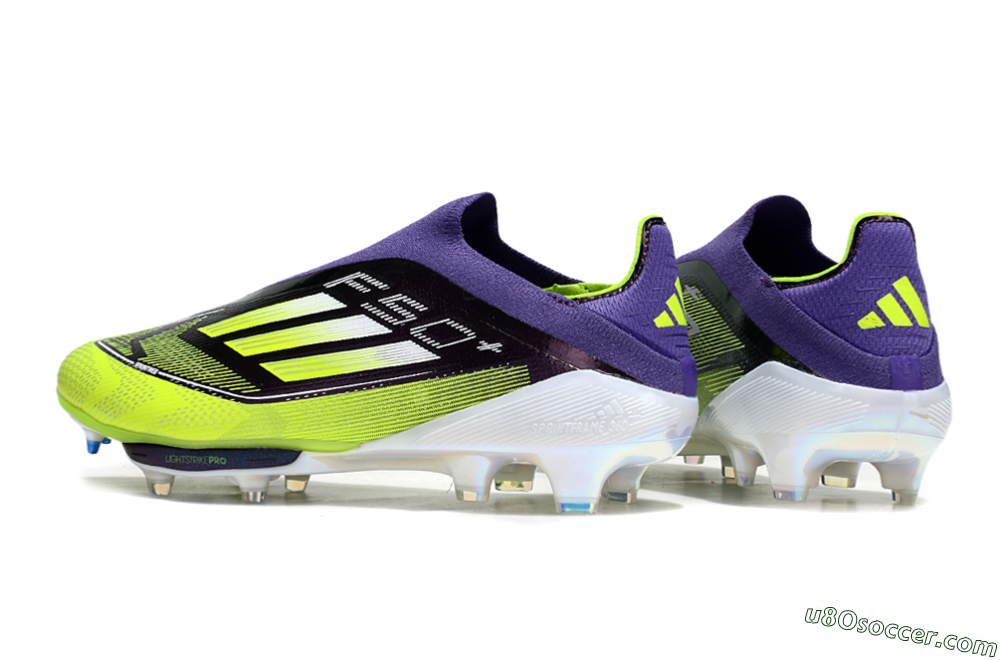 Adidas F50+ Elite Lightstrike Pro Laceless FG Firm Ground Soccer Cleats - Purple/Yellow/White 6