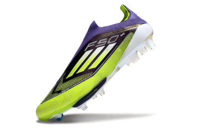 Adidas F50+ Elite Lightstrike Pro Laceless FG Firm Ground Soccer Cleats - Purple/Yellow/White