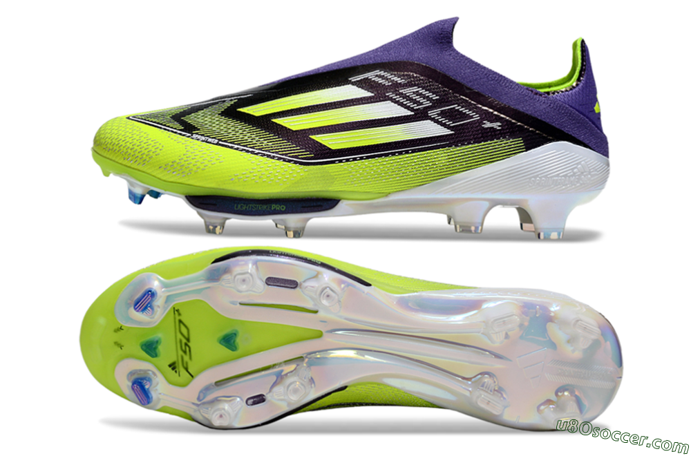 Adidas F50+ Elite Lightstrike Pro Laceless FG Firm Ground Soccer Cleats - Purple/Yellow/White 0