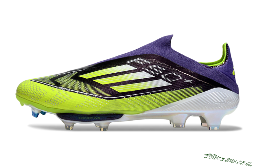 Adidas F50+ Elite Lightstrike Pro Laceless FG Firm Ground Soccer Cleats - Purple/Yellow/White 2
