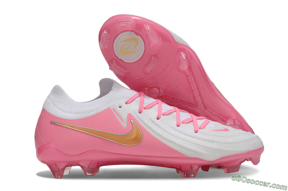 Nike Phantom GX Elite FG Firm Ground Soccer Cleats - White/Pink/Gold 1