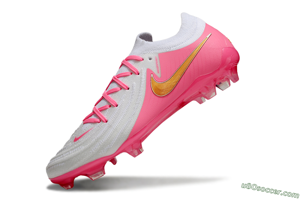 Nike Phantom GX Elite FG Firm Ground Soccer Cleats - White/Pink/Gold 5