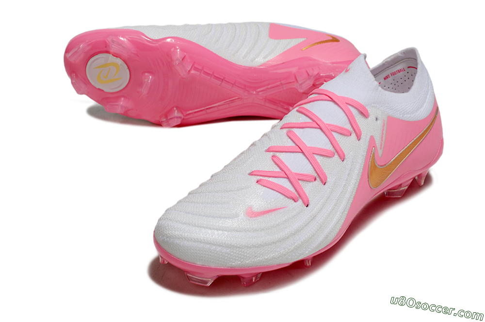 Nike Phantom GX Elite FG Firm Ground Soccer Cleats - White/Pink/Gold 3