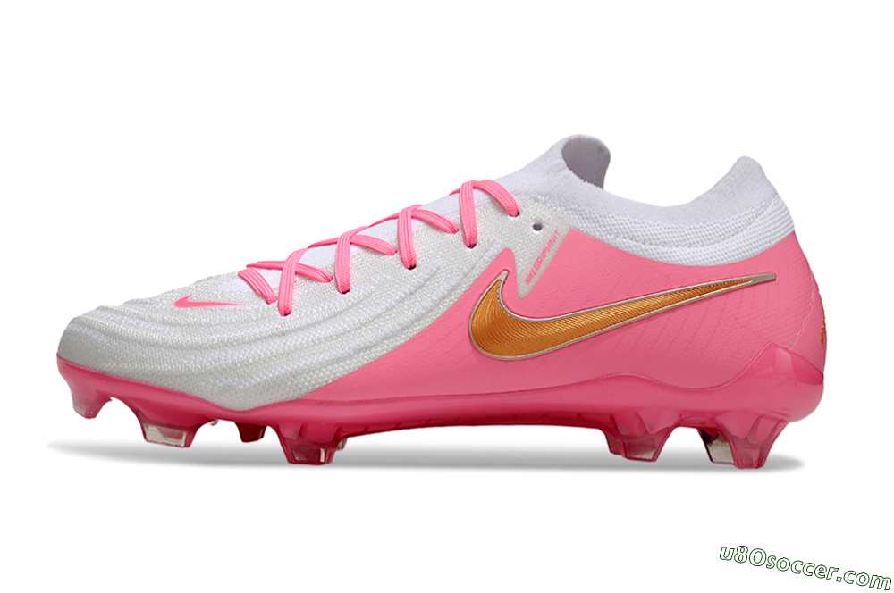 Nike Phantom GX Elite FG Firm Ground Soccer Cleats - White/Pink/Gold 2