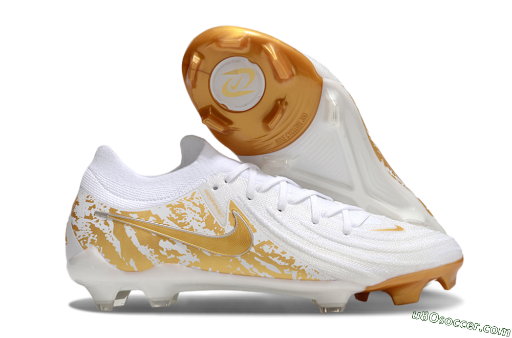 Nike Phantom GX Elite FG Firm Ground Soccer Cleats - White/Gold 1
