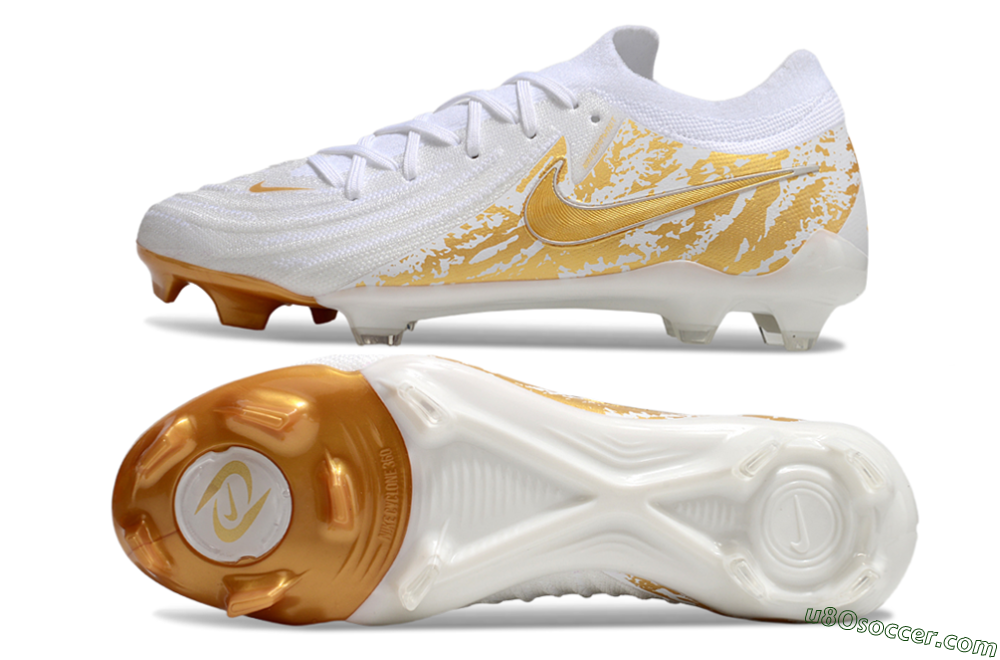 Nike Phantom GX Elite FG Firm Ground Soccer Cleats - White/Gold 0