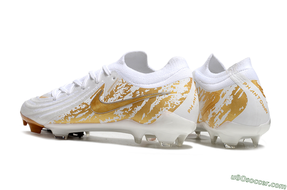 Nike Phantom GX Elite FG Firm Ground Soccer Cleats - White/Gold 6
